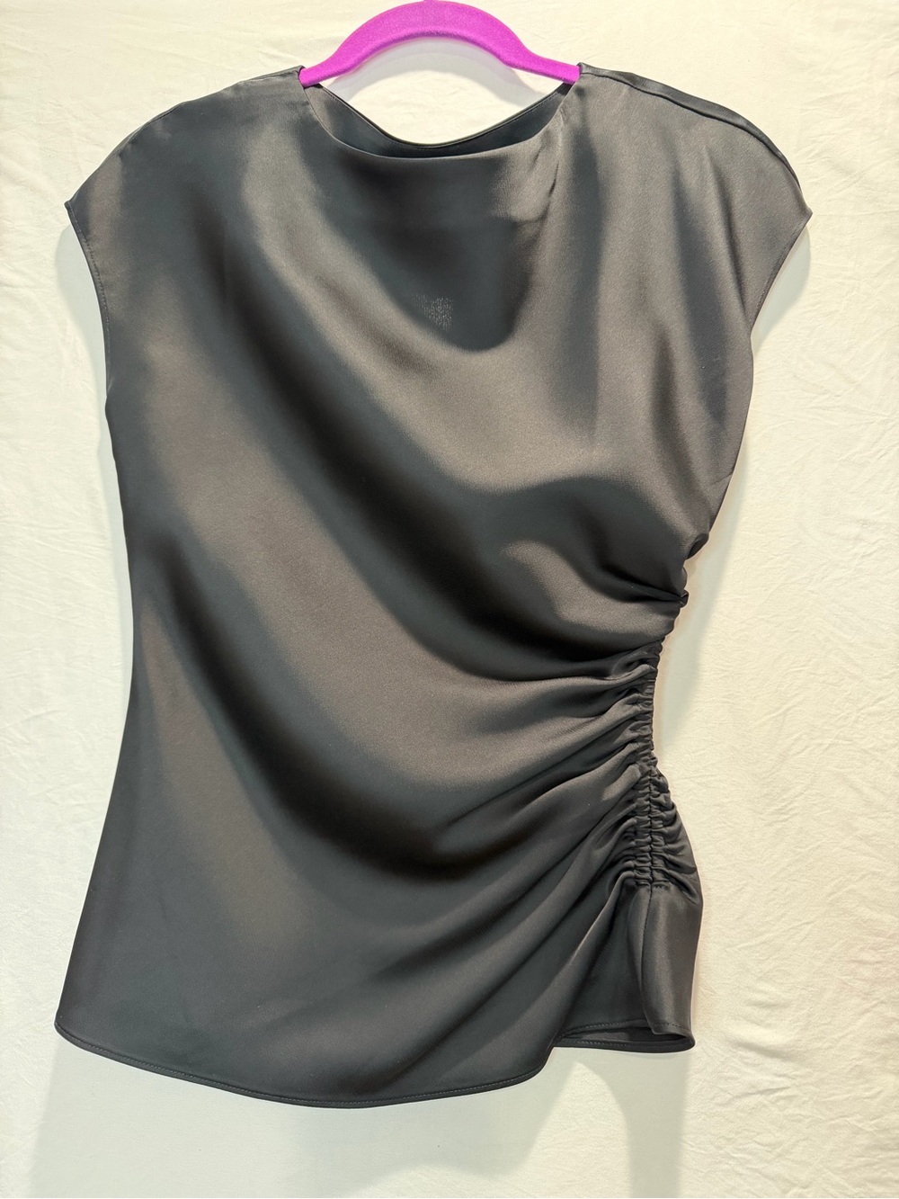 Banana Republic Black Ruched Side Cap-Sleeve Blouse